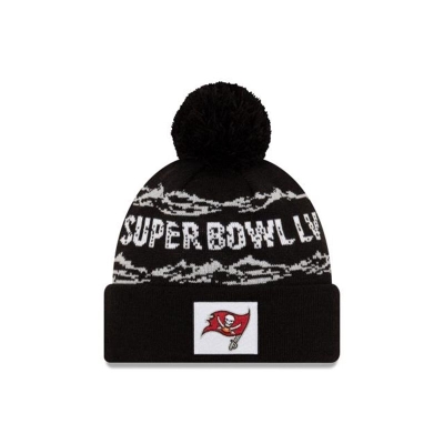 Sapca New Era Tampa Bay Buccaneers NFL Super Bowl LV Pom Knit Beanie - Negrii